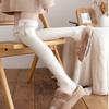 1 Pair Wool Ball Knee High Socks Vertical Stripe Plush Stockings Cute Over Knee Socks  Women Girl