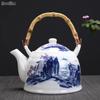Large Capacity Ceramic High Temperature Teapot with Handle and Filter White Porcelain Restaurant Tea Pot