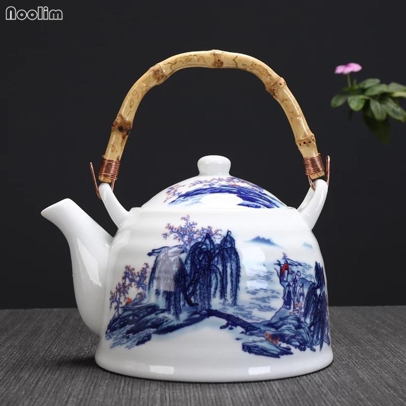 Large Capacity Ceramic High Temperature Teapot with Handle and Filter White Porcelain Restaurant Tea Pot