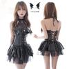 SENMHS Cosplay Sexy Erotic Little Devil Devil Witch Vampire Witch Demon PU Leather Moe Temptation Temptation Small Breasts Erotic Maid Cute Lingerie
