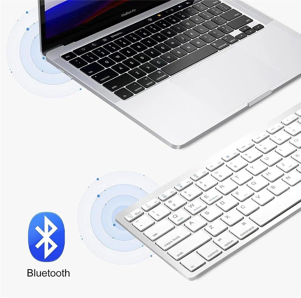 Портативная беспроводная Bluetooth-клавиатура, ультратонкая бесшумная клавиатура с щелчком для смартфона, ПК, ноутбука, планшета