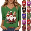 3/4 Sleeve Shirts For Women Print Christmas Tees Blouses Casual Plus Size Basic Tops Pullover