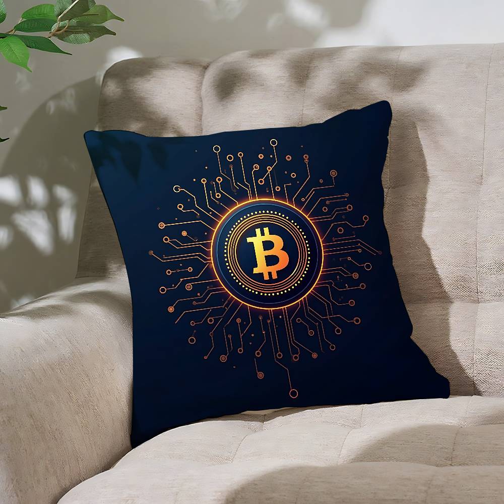 B-Bitcoin Pillow Case Throw Pillow Cover Nordic Vintage Style Cushion Covers Home Living Room Sofa Couch Seat