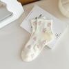White Socks for Women, Summer Bow Flower Short Socks, Trendy Breathable Boat Socks, Cotton Sweat-absorbing Women's Socks