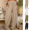 Harem Pants for Summer Beach Solid Color with Pockets Loose Fit Temperament