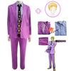 Аниме JoJo's Bizarre Adventure Kira Yoshikage Косплей Костюм Фиолетовый Костюм Короткий Светлый Парик Хэллоуин Ролевые Игры Вечерние Мужчины