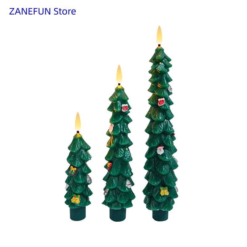 Christmas Tree LED Candles Flameless Green Led Candlesticks with Timer Remote Christmas Tree 3D Flickering LED Flameless Candles