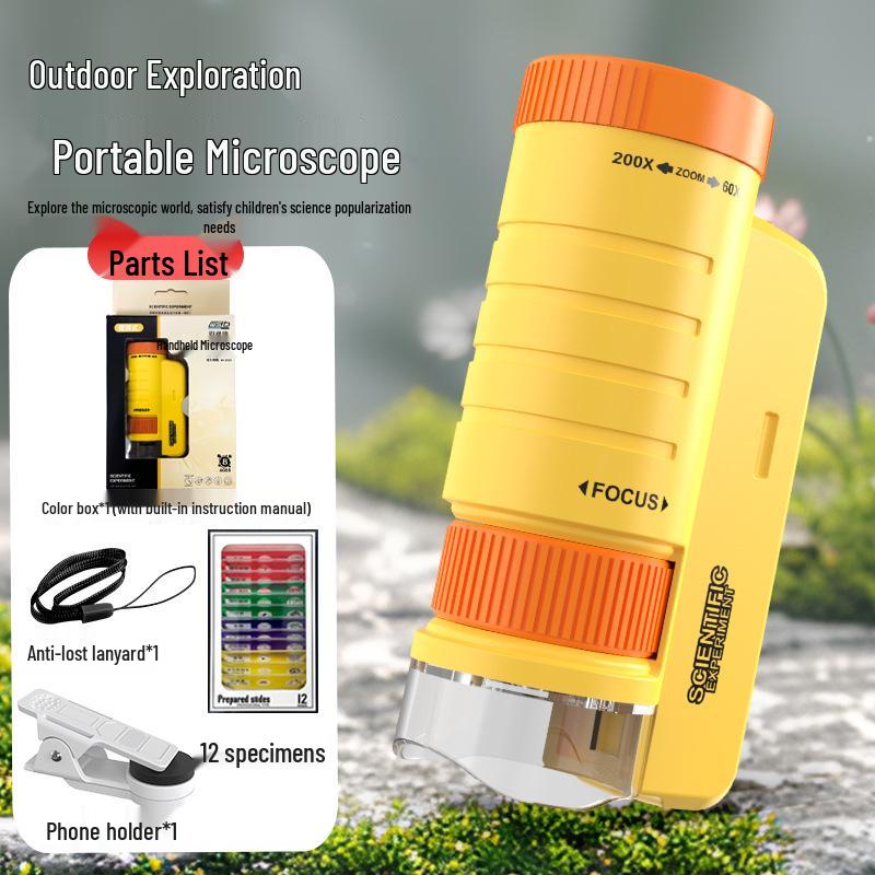 Портативный детский микроскоп, научный набор: Развивающая игрушка для учеников начальной школы, идеальный подарок для мальчиков и девочек