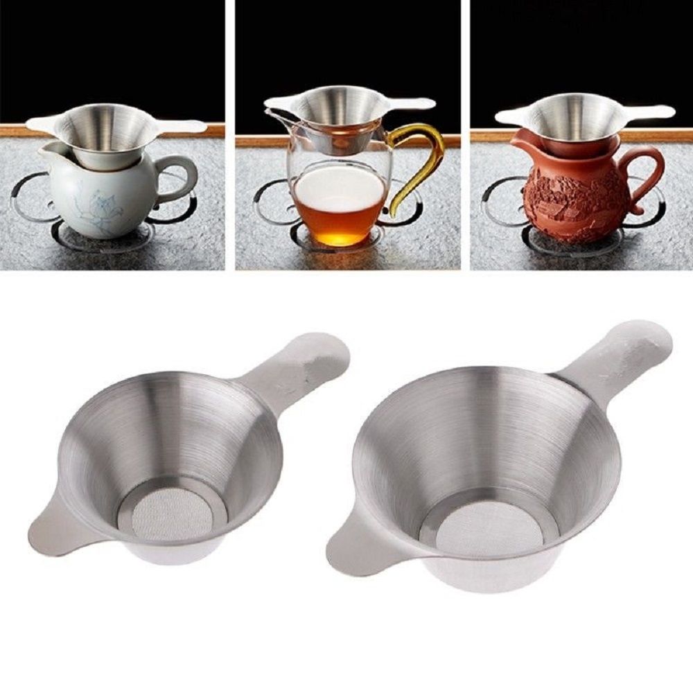 Kitchen Kungfu Leaf Stainless Steel Fine Mesh Tea Strainer Funnel Filter