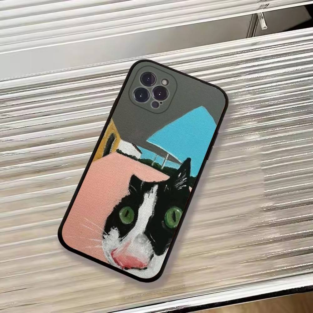 Кошачьи мемы F-Смешной милый чехол для телефона для iPhone 17, 16, 15, 14, 13, 12, 11 Plus, Pro Max, Другие Мягкий черный чехол