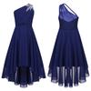 Kids Girls One Shoulder Sleeveless Bridesmaid Dress High Waist Party Dress for Evening Proms Gowns