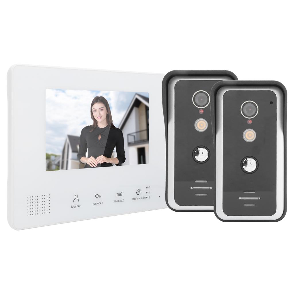 2?Проводная система видеодомофона 7-дюймовый монитор 2 камеры Высокое разрешение Ночное видение Домашний Интерком