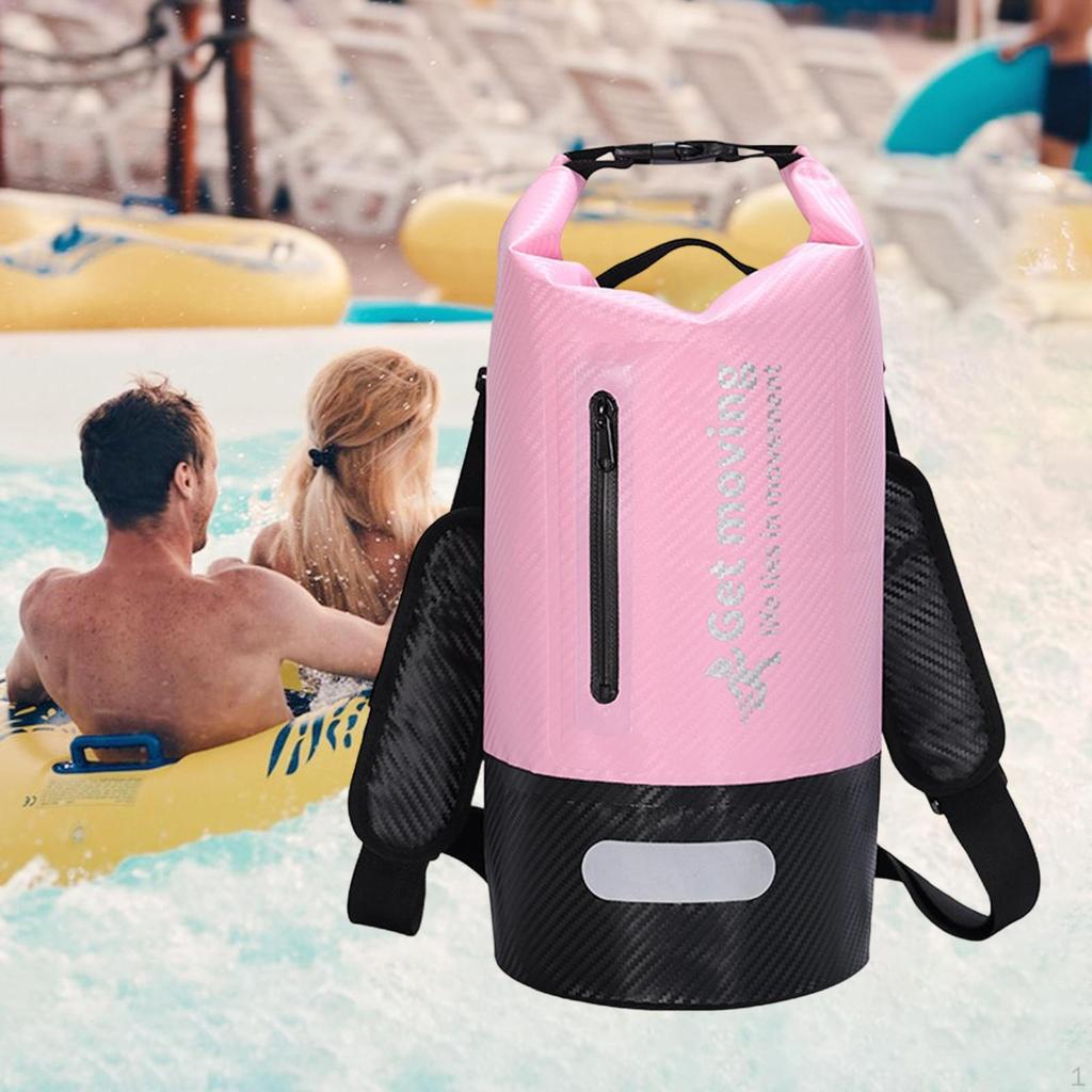 Dry Bag 10L Comfortable Sturdy W Clear Compartment Float Backpack Waterproof for Camping Fishing