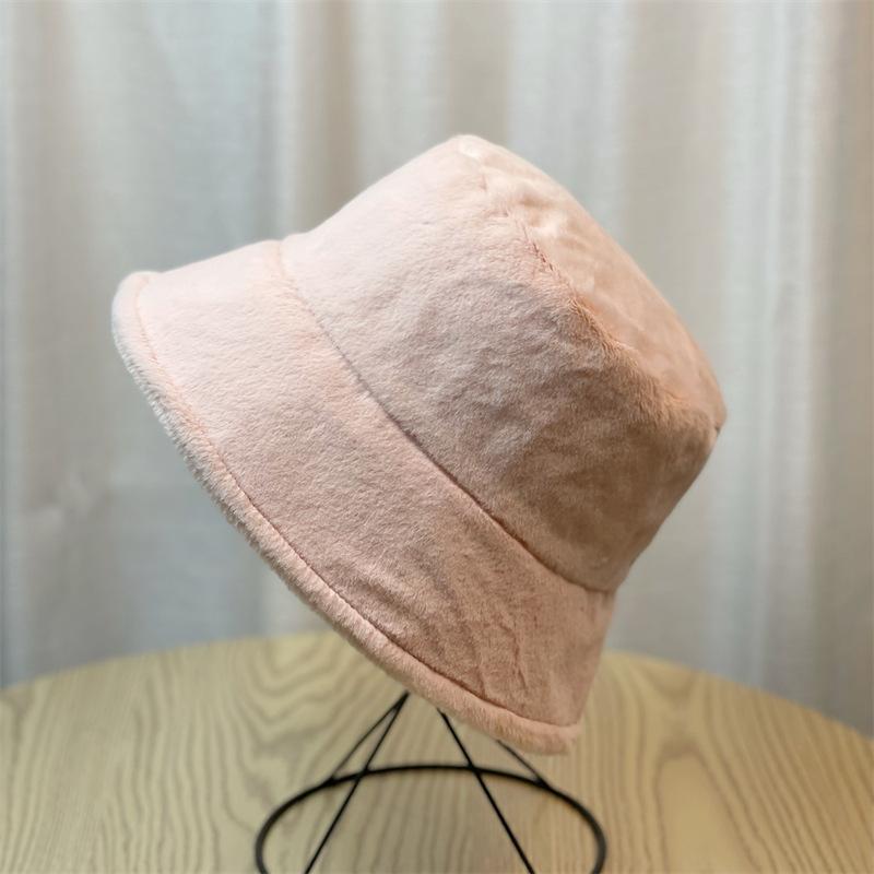 Плюшевая шляпа Женская осенне-зимняя шляпа-ведро Теплая шляпа-ведро Шляпа-цилиндр Шляпа-ведро