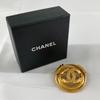 Used CHANEL Coco Mark Circle Brooch with Rice Grains, Gold