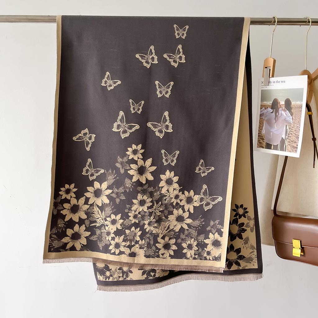 Ретро Винтаж Принт Шарф Кашемир Люксовый Бренд Принт Зимняя Пашмина Сохраняет Тепло Шали и Накидки Одеяло