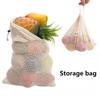 Eco-Friendly Cotton Reusable Mesh Fruit and Vegetable Storage Bag Washable Storage Mesh Bags