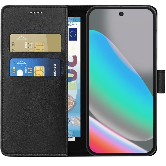 Case - PHONILLICO - Google Pixel 10 / Pixel 10 Pro - Black Wallet - Magnetic Flap - Card Storage