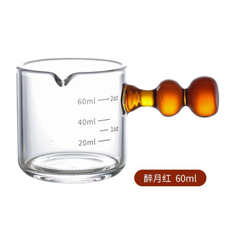 Small Glass Milk Cup Multifunction Espresso Extract Measuring Cup with Graduated Home Milk Pot Honey Ounce Cup Anti-hot Handle
