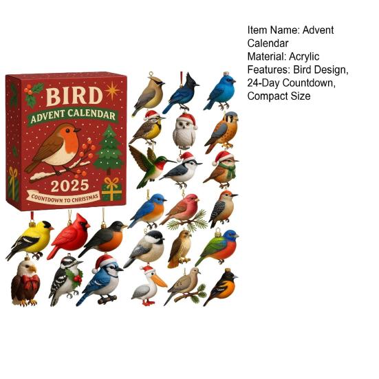 Рождественский Адвент-календарь Дизайн Птицы 24-дневный Обратный Отсчет Украшение Детский Сюрприз Адвент