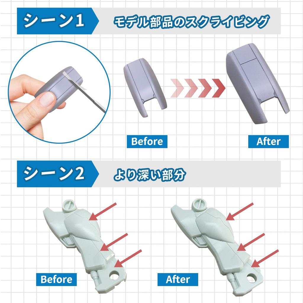 Vlookee Sujibori Chisel 7 Blades Set Gundam Mini 4WD Figure Plastic Model Mold Streak Carving Streak Carving Model Chisel Scraper Tool 0.1mm 0.2mm