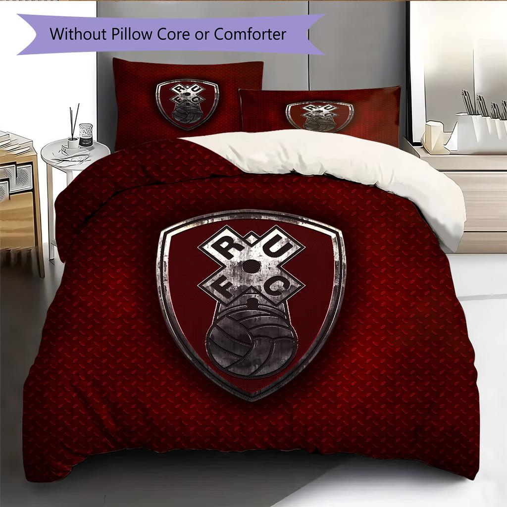 Rotherham United F.C. Pattern Bedding Quilt Set Home Decoration Gift (1 * duvet cover + 2 * pillowcase without core)