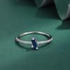 Изысканное кольцо из стерлингового серебра с синим цирконом, женское простое синее блестящее циркониевое кольцо из стерлингового серебра, ювелирное изделие, кольцо для вечеринки, обручальное кольцо невесты