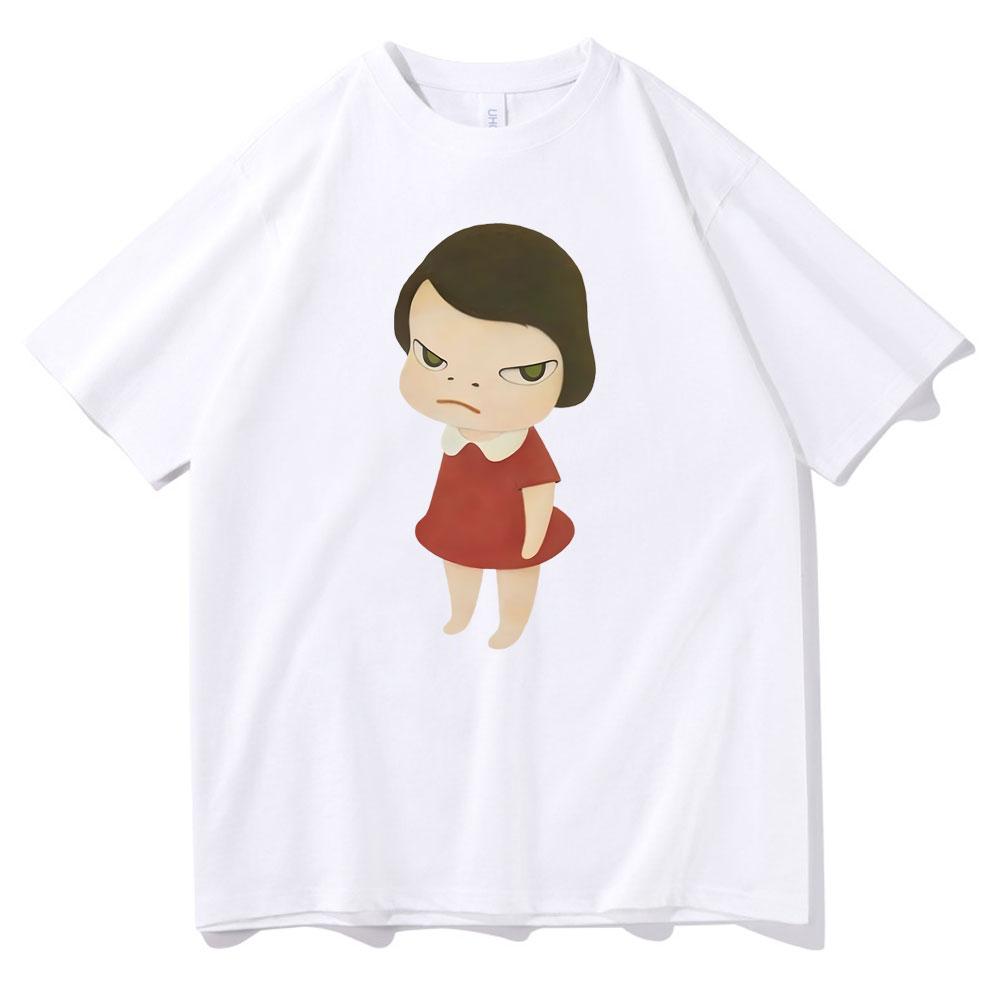 Yoshitomo Nara Red Dress Girl Graphic Print Tshirt  Women Fashion Cartoon Harajuku T-shirts Cute Funny T Shirt