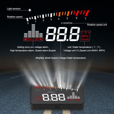 AD X5 OBD2 Head Up Display HUD Автомобильный спидометр Скорость Тахометр Температура воды Напряжение Автопроектор Дисплей Измеритель оборотов в минуту