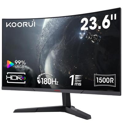 Игровой монитор KOORUI изогнутый монитор 24 дюйма 180 Гц 1 мс дисплей ПК монитор полная синхронизация динамик 24E6CA HD/1500R/Adpitive (G-СИН