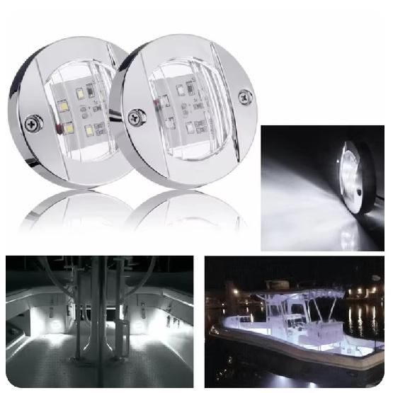 6LED 12V Round Yacht Marine Boat LED Stern Light Cabin Deck Courtesy Light Marine Interior Cabin Lights White/blue Waterproof 3