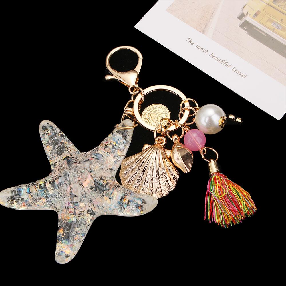 Chain Women Pendant Pearl Starfish Accessories Starfish Keychain Key Ring Shell Keychain Key Chains