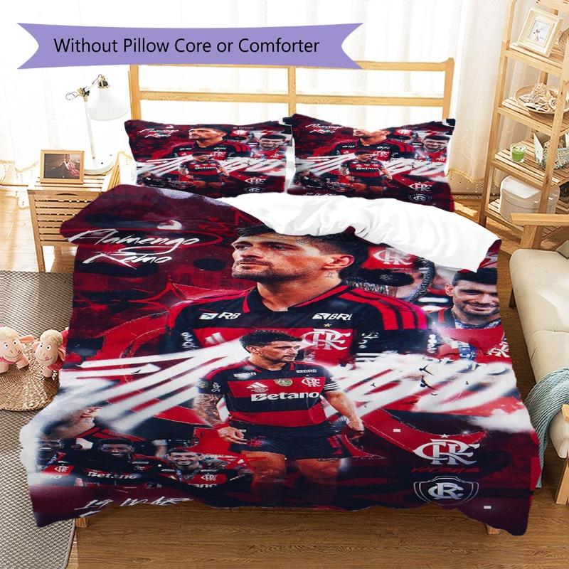 Flamengo Football Team Collage Print 3‑Pieces Duvet Cover Set Soccer Sports Bedding Bedroom Home Decor Without Pillow Core Comforter