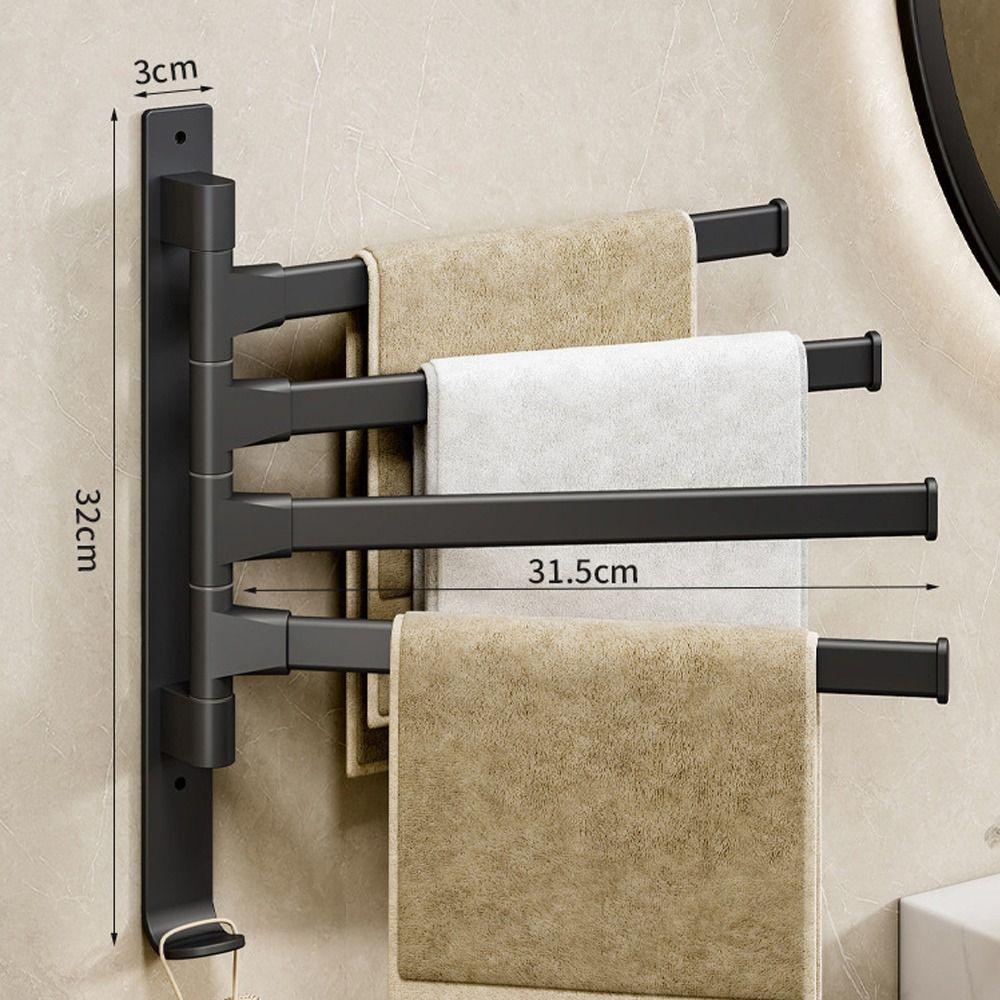 Wall Mount Rotating Towel Rack Hanger Holder Towel Bar Useful Bathroom Shelf