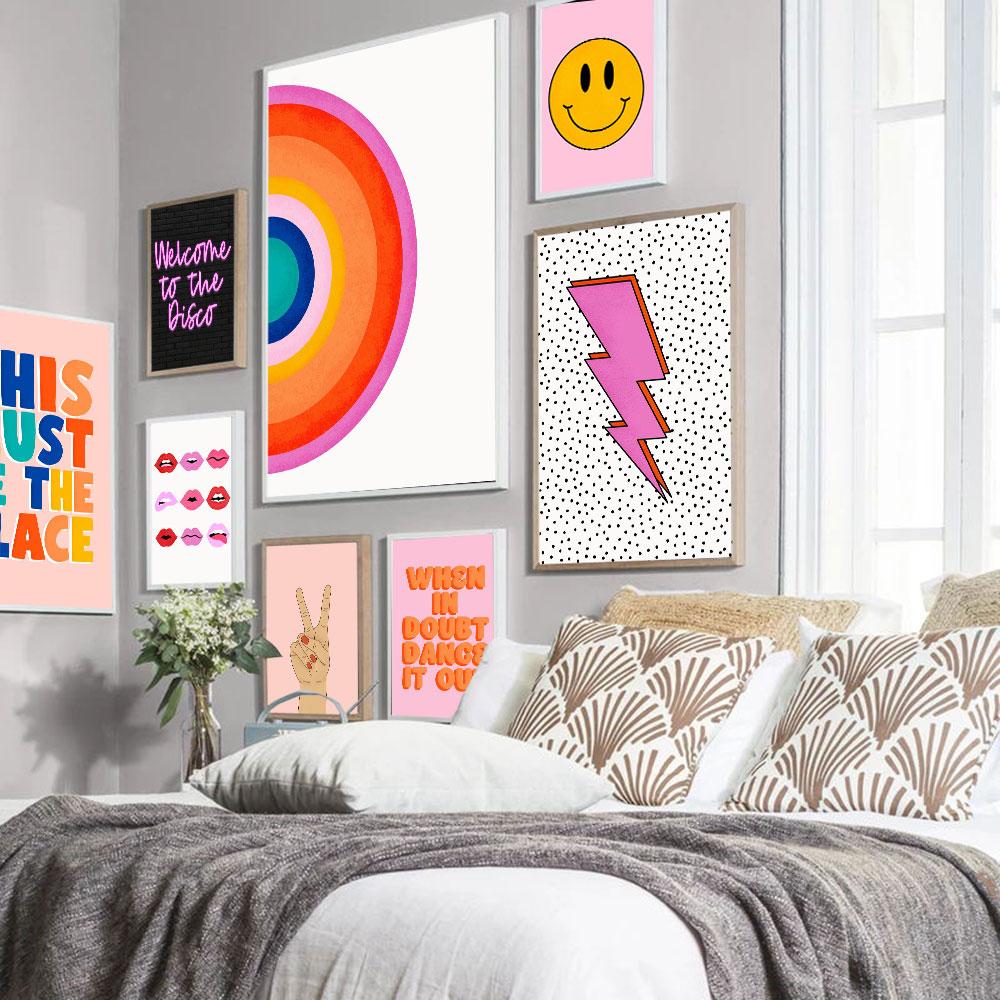 Boho Retro Poster Trendy Art Print Abstract Lightning Canvas Painting Quote Modern Wall Gallery Picture Living Room Home Decor