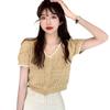 French Sweet And Gentle Wind V-neck Short-sleeved T-shirt Female Xia Xianxian Thin Hollow Thin Short Knitted Cardigan Top