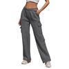 Women's Casual Fashion Solid Color Elastic Waist Drawstring Pockets Wide Leg Straight Pants