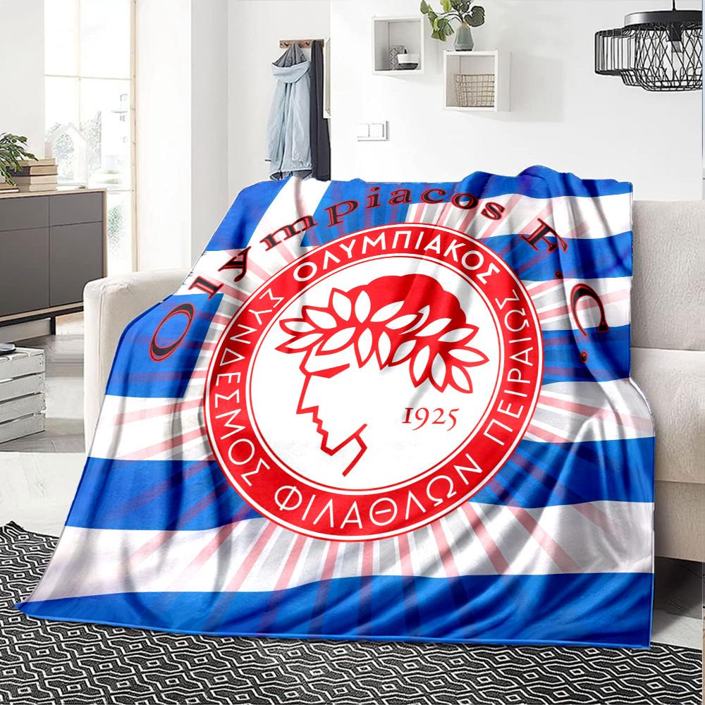 Olympiacos Printed Flannel Blanket, soft throw for bedroom sofa, washable, Christmas present, great gift.