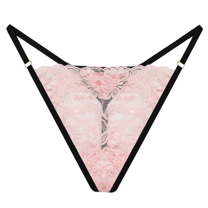 Women's Lace Thong: Low Waist, Hip Lift, High Cut, Metal Detail, Thin Strap, Sexy T-Pants