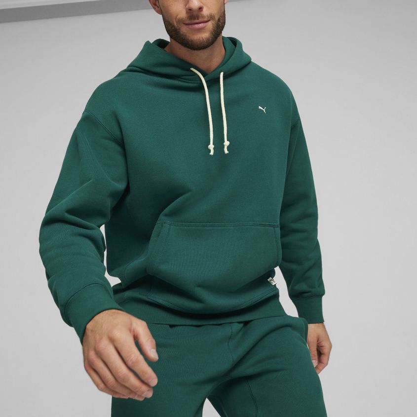 Puma Mmq Худи Однотонный Повседневный Пуловер Толстовка Мужские худи Зеленый 624011-43