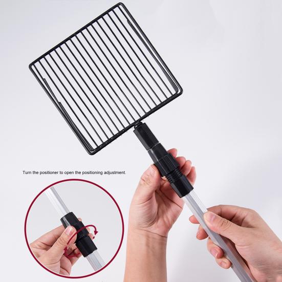 Металлический совок для кошачьего туалета, многоразовая сверхмощная лопата для просеивания со съемной регулируемой длинной ручкой для собак в курятнике