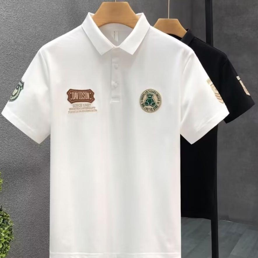 2024 Тонкий тренд Мужская футболка поло в корейском стиле - Лацкан, Короткий рукав, Универсальный летний модный топ