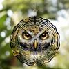 Elegant Owl Wind Spinner - Luxurious Golden & Black Metal Garden Sculpture, 3D Outdoor Decor with Intricate Feather Patterns, No Power Required