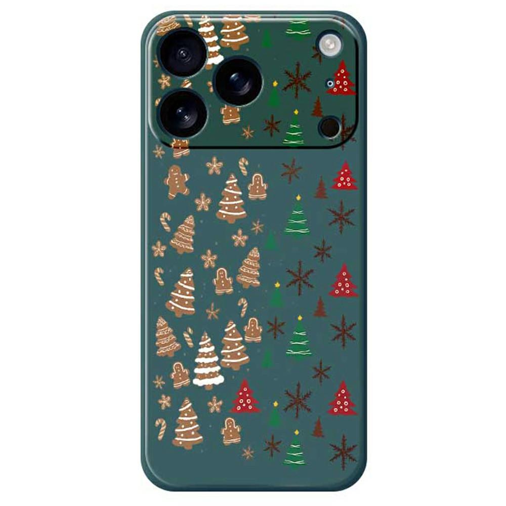 For iPhone 17 Pro Max Case Christmas Tree Gingerbread Pattern Printing Straight Edge TPU Phone Back Cover