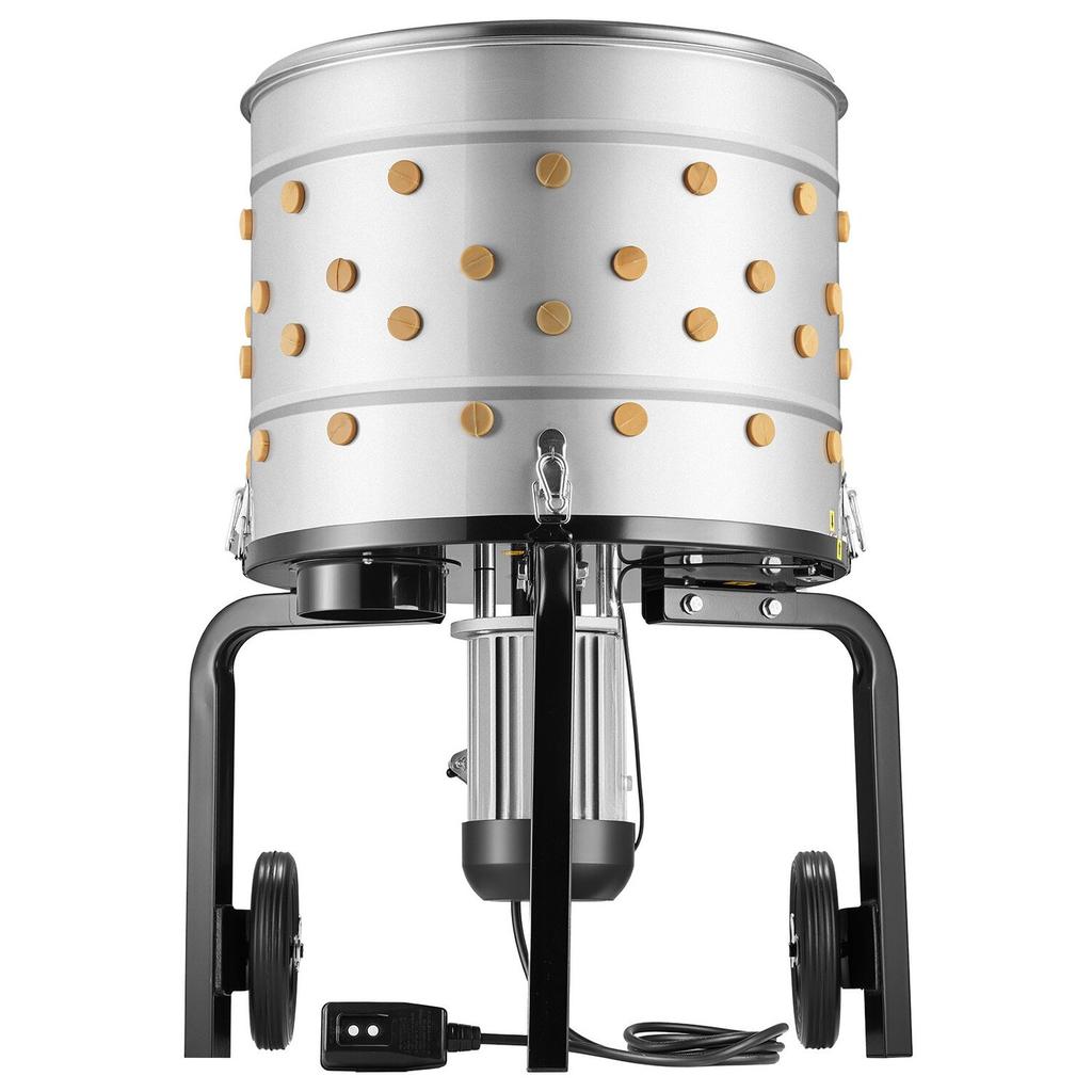 Chicken Plucker Machine, 500mm Drum, 900W & 230RPM Electric Chicken Plucking Machine with 98 Soft Fingers & Transport Wheels, Stainless Steel Feather