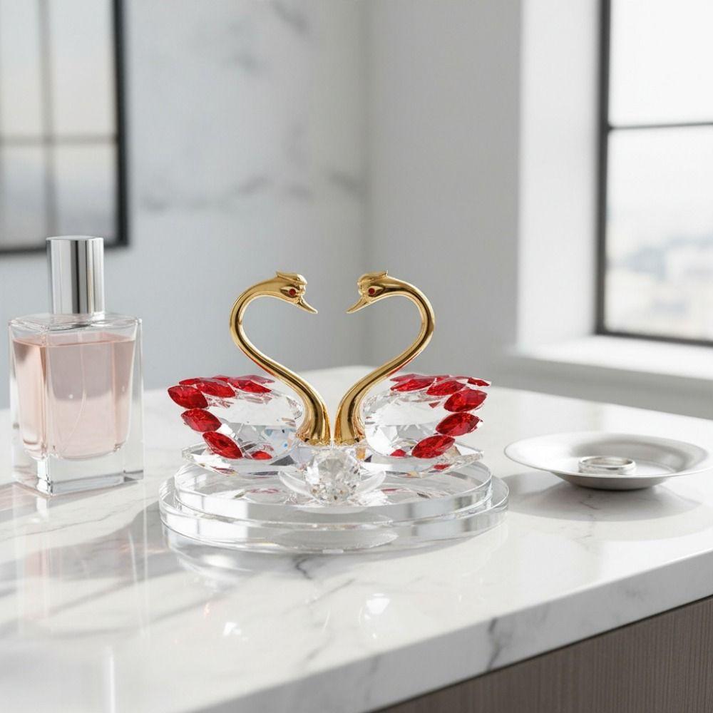 -encrusted Crystal Swan Ornaments Light Luxury Glass Swans Swan Figurines  Indoor Foyer