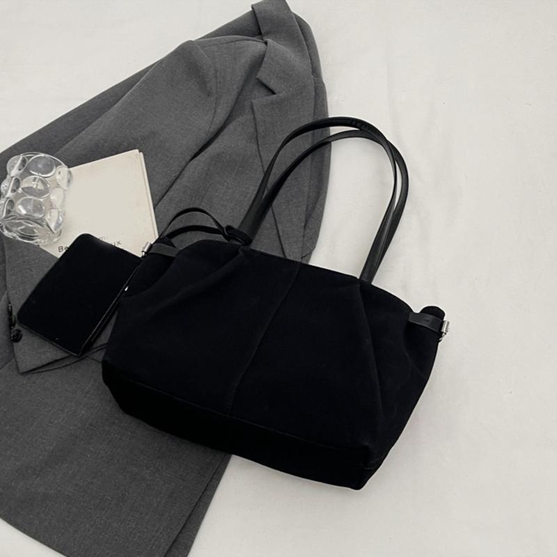 Yogodlns Замшевые сумки через плечо для женщин, вместительные сумки-тоуты, легкая сумка под мышкой, повседневная сумка-шоппер, однотонная дорожная сумка-ведро