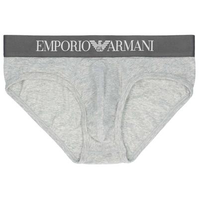 Плавки хипсы с лентой с культовым логотипом Emporio Armani, мужское нижнее белье, размер ЕС, подарок, 54047296 (54047296-4-94), 94. Средне-серый