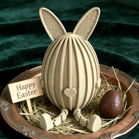 Заполняемое пасхальное яйцо, напечатанное на 3D-принтере, шарнирный гибкий пасхальный кролик с подвижными суставами для декора стола, наполнители для пасхальной корзины, подарки для детей и взрослых