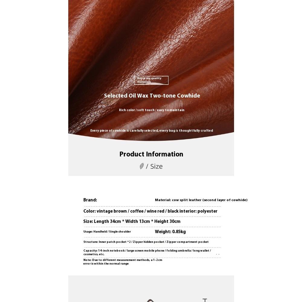 Large Bag Women's Shoulder Bag Commuter Tote Bag Cowhide Portable Large-capacity Women's Bag